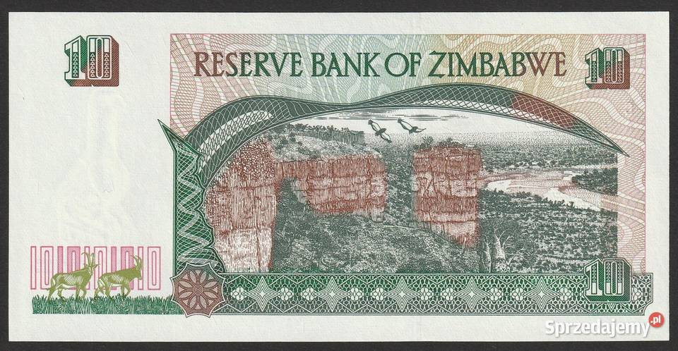 ZIMBABWE 10 DOLARÓW 1997 STAN BANKOWY UNC łódzkie Łódź