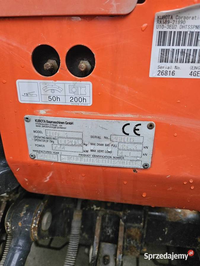 minikoparka KUBOTA U103 2016r pełny VAT Koparki Bydgoszcz