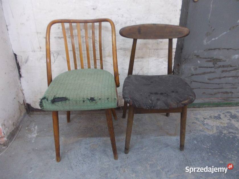 Stare drewniane krzesła PRL vintage