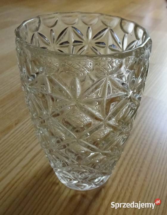 Wazon Grube Szkło Przezroczyste Piękny Szlif Poznań