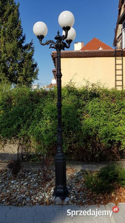ogrodowa lampa parkowa żeliwna 3xkula fi30 H 270 Architektura ogrodowa