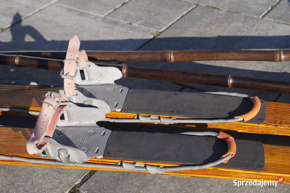 Stare narty jesionowe 180 kijki w komplecie Pruchnik