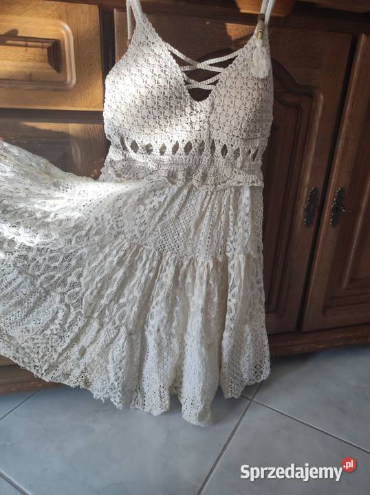 ZARA sukienka koronkowa ażurowa boho rozszerzana Spódnice i sukienki Kielce