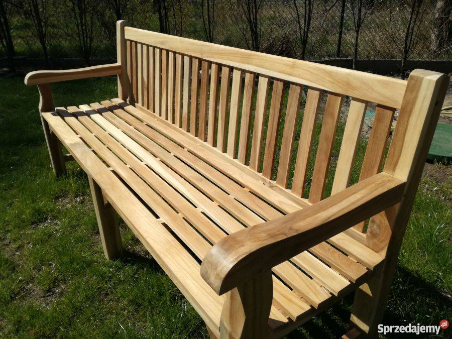 Duża ławka prarkowa Botanic z drewna teakowego