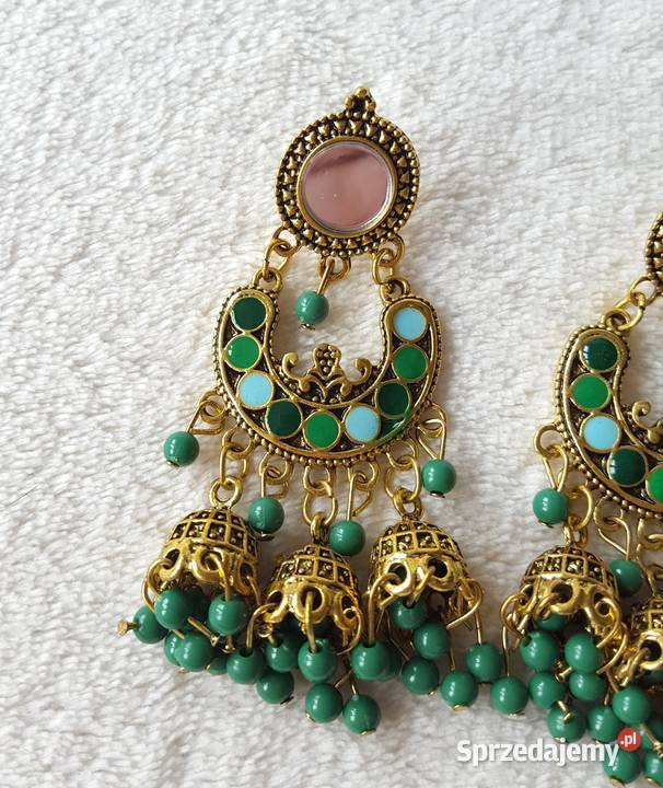 Kolczyki indyjskie jhumka boho hippie etno złoty Szczecin