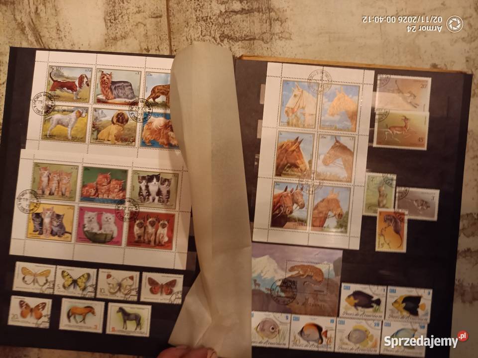 Znaczki klaser zwierzęta gady ptaki pieski kotki Krze Duże sprzedam