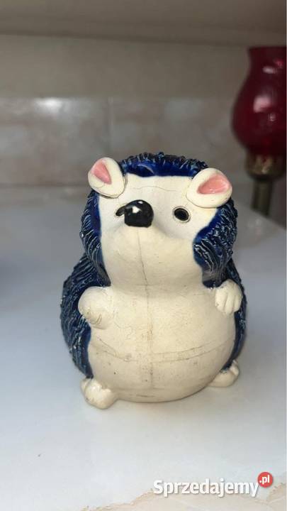 Figurka Jeża Kobaltowy Ceramiczny Bez sygnatury Gdańsk