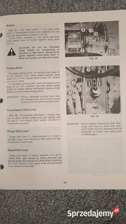 Instrukcja obsługi ciągnika MF 1020 Massey sprzedam