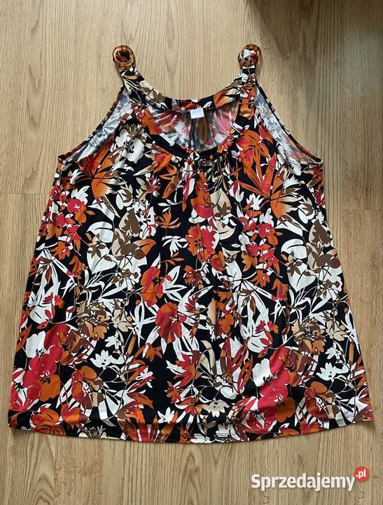 Top kwiatowy damski na ramiączkach pomarańczowy wielkopolskie Kłodawa