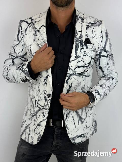 GIOVANNI PERA Marynarka męska D625 biała czarny