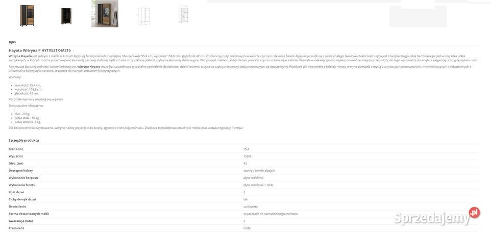 Witryna kolekcja HAYATO świerk alpejski styl 95cm Dęblin