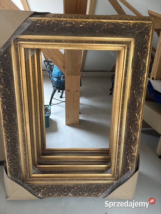piekna gruba stara drewniana rama rzeźbiona 8666 Malarstwo Bystrzyca Kłodzka