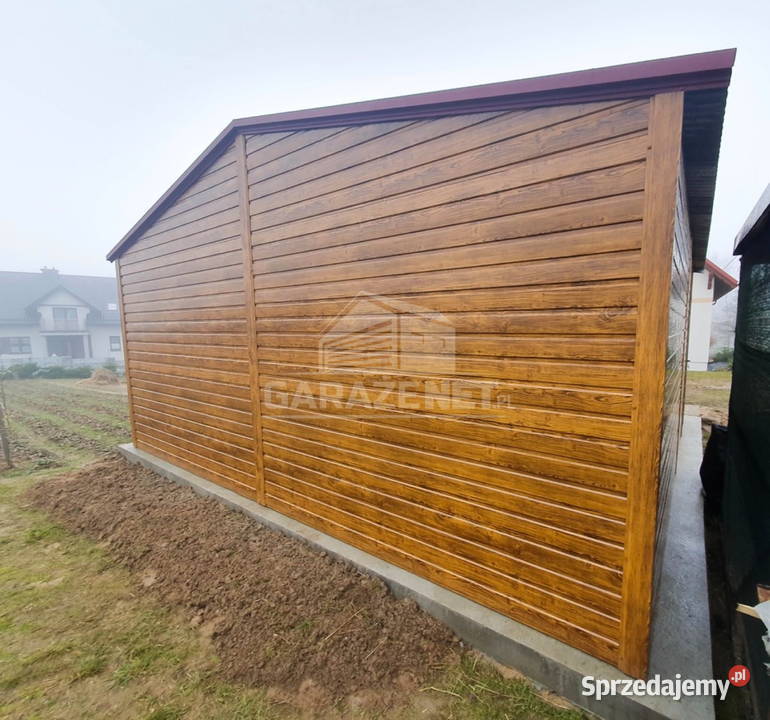 GARAŻ BLASZANY 6X6 m 2x BRAMA DREWNOPODOBNY Łapanów