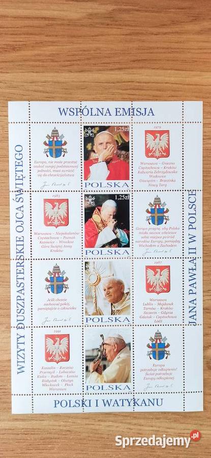 Znaczki pocztowe Wspólna emisja Pielgrzymki JPII Magnetowidy Kraków