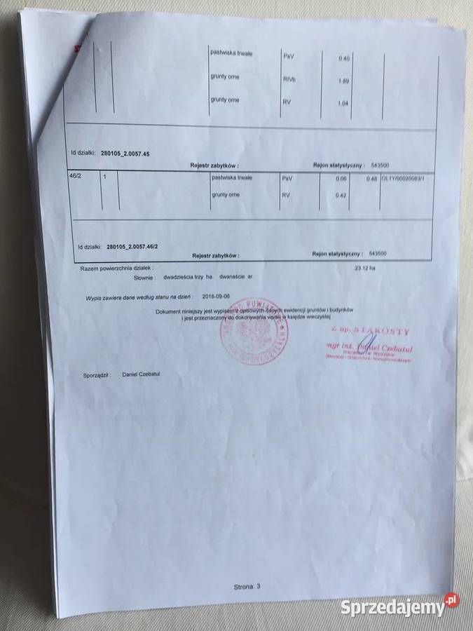 23ha w 80 uzyskanymi pozwoleniami na budowę Zięby