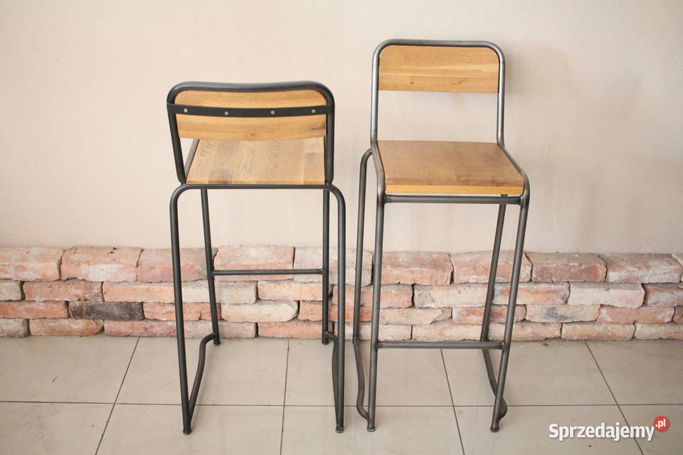 Drewniane hokery do jadalnisalonu metalowa rama Stoły, krzesła, biurka Pszczyna