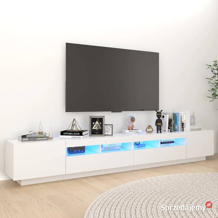Szafka pod TV z oświetleniem LED biała 260x35x40 Warszawa