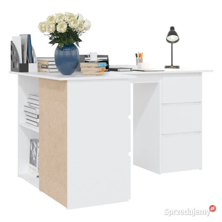 Biurko narożne białe 145x100x76 materiał mazowieckie sprzedam