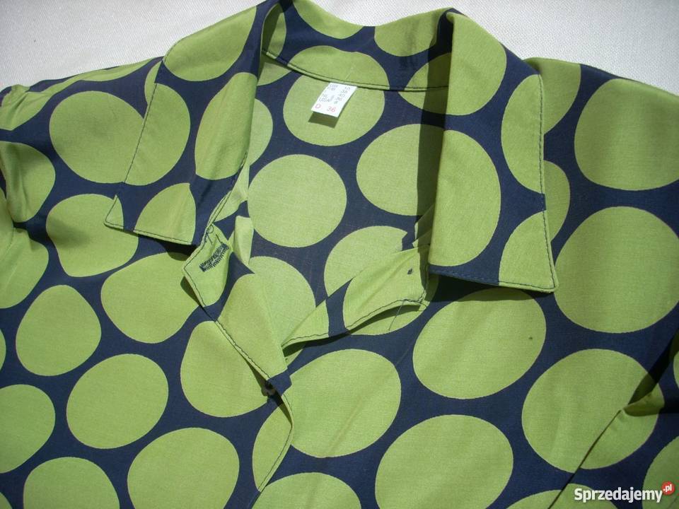 Koszula Zieleń Granat Grochy 38 kolorowy Nowy Sącz