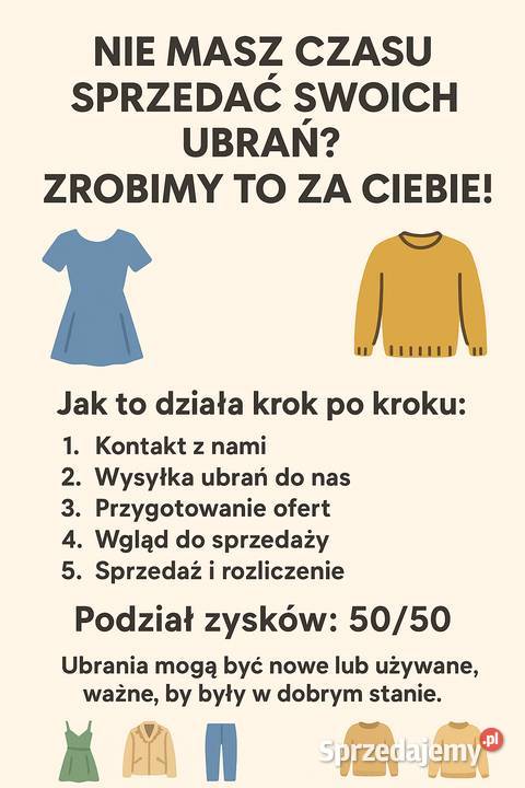 Sprzedamy Twoje ubrania podział zysków 50 na 50 Szczecin