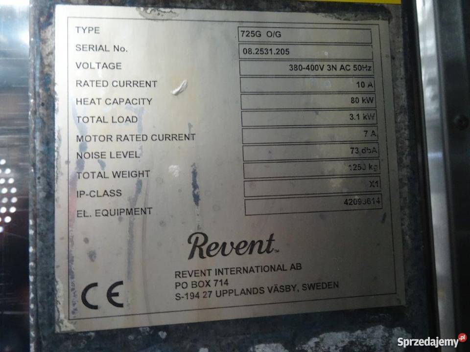 Piec obrotowy REVENT model 725 G Poznań