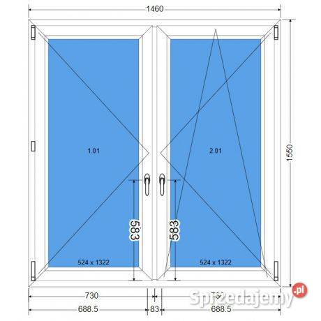 Okno 1460 x 1550 Dwuskrzydłowe dolnośląskie Wrocław