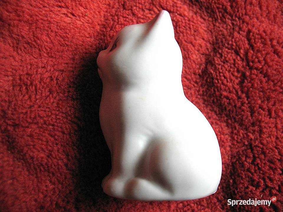 Kot biały kotek różowe uszka porcelana 45 x 3 x sprzedam