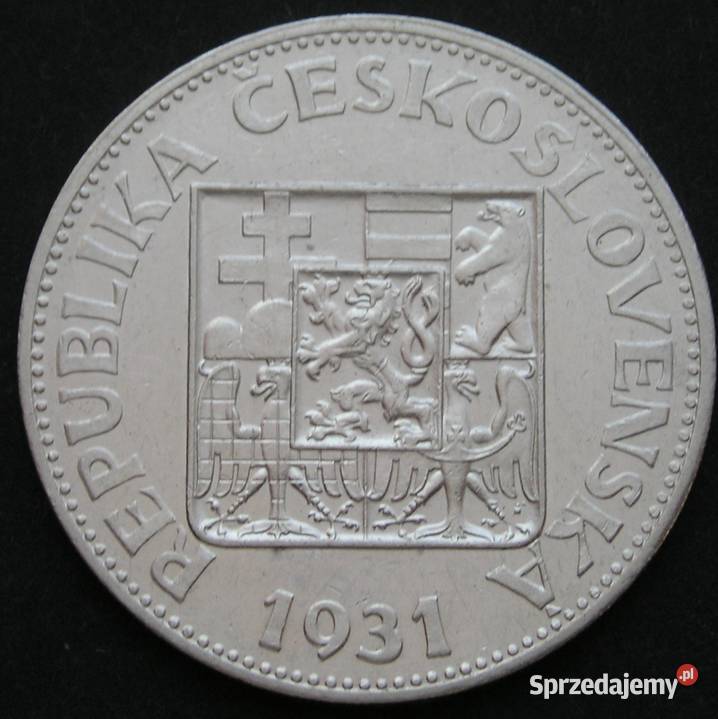 CZECHOSŁOWACJA 10 KORON 1931 SREBRO STAN 2 Łódź