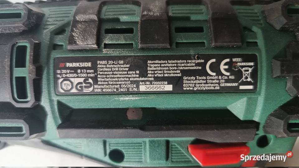 Wiertarkowkrętarka Parkside 20V Wiertarki i wkrętarki sprzedam