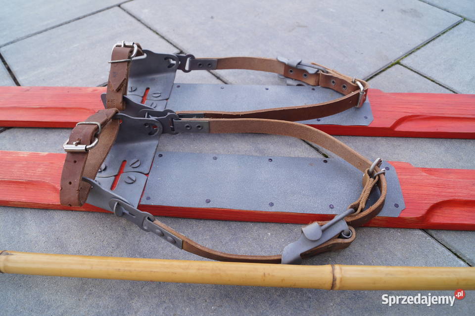 Stare narty jesionowe 195 kijki Antyki Pruchnik