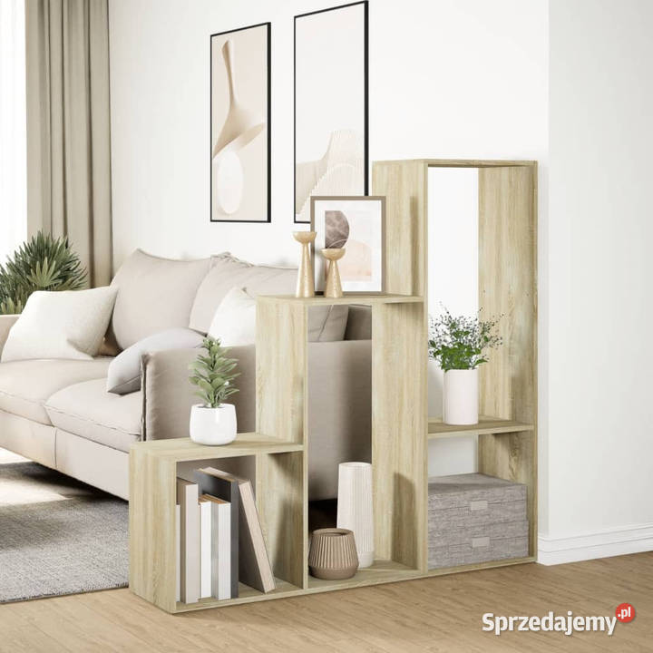 Regał przegroda 3 poziomy dąb sonoma 123x29x123 Warszawa