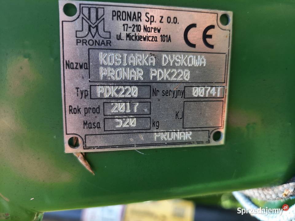 Kosiarka dyskowa pronar pdk220 Pronar mazowieckie Bieżuń