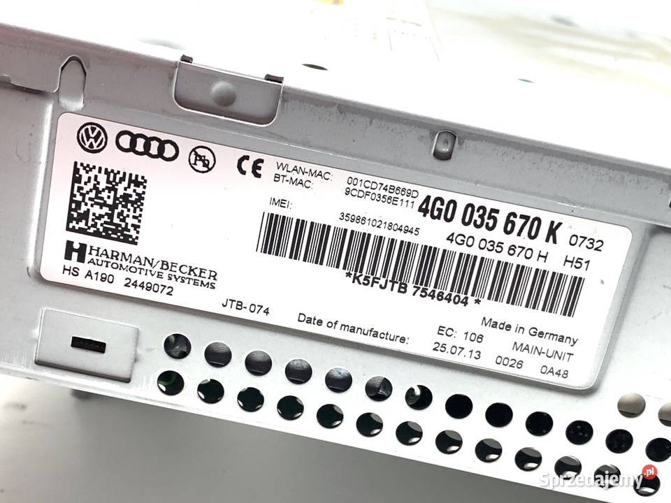 RADIO AUDI A6 C7 4G0035670K 1018 ODTWARZACZ