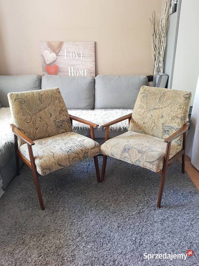 Retro FOTELE ŚNIEŻNIK PRL lisek Hanna Lis stare Warszawa