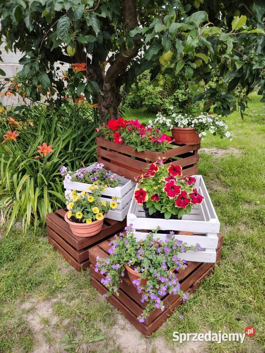 Drewniane Skrzynki Ozdobne na Kwiaty Kwietnik Blizanów Drugi