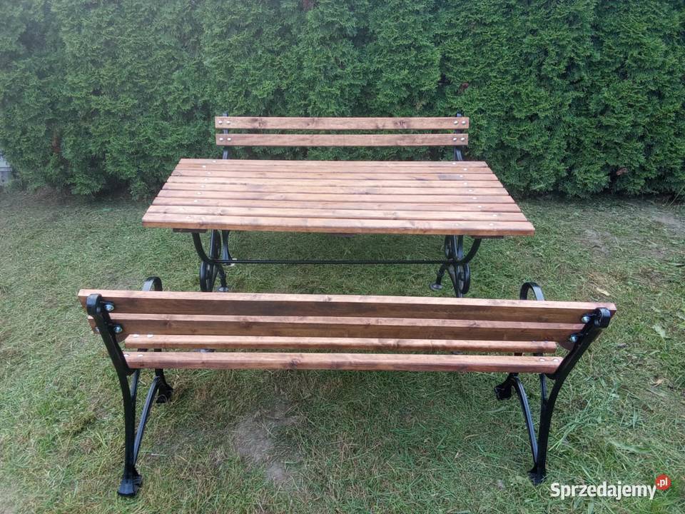 Ławka ogrodowa drewniana żeliwna mocna Świdwin