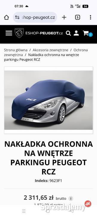 Pokrowiec peugeot rcz mazowieckie Grodzisk Mazowiecki