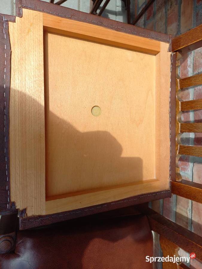 Krzesła dębowe drewniane ze skórzaną tapicerką 4 zachodniopomorskie Gawroniec