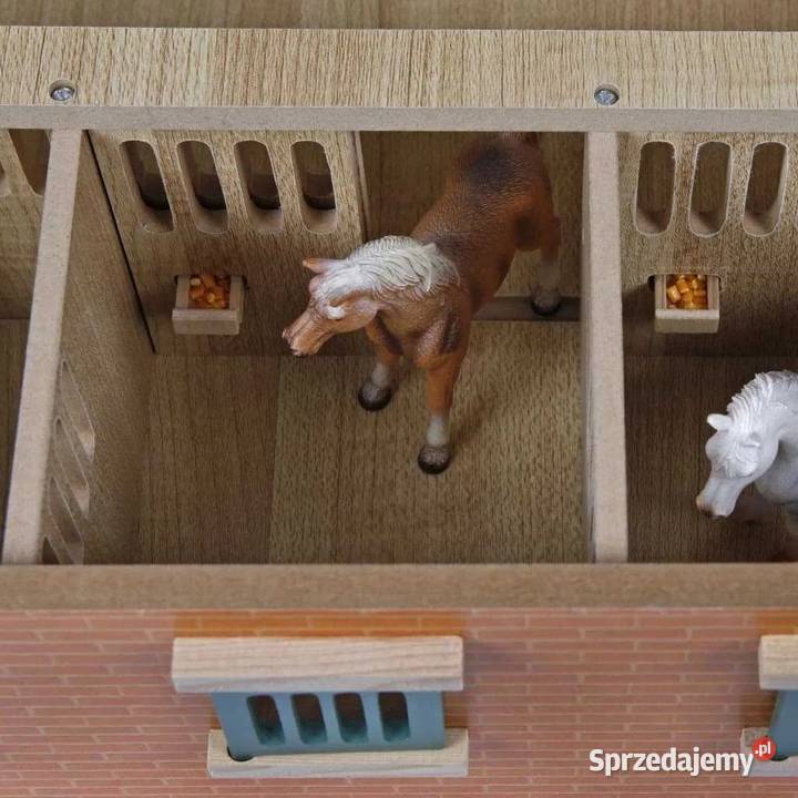 DUŻA Drewniana Stajnia koni Schleich Collecta Figurki Warszawa
