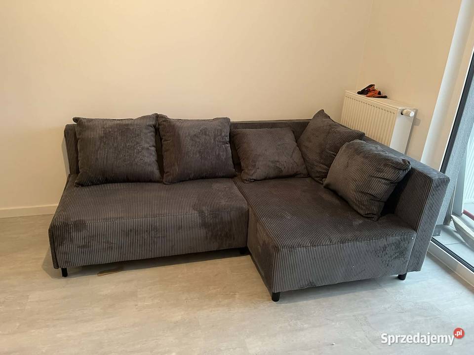 Narożnik sztruksowy szary prawy Warszawa