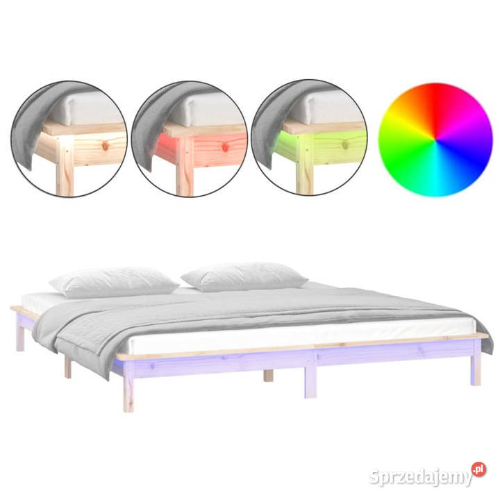 Rama łóżka z LED lite drewno 200x200 WM820626 Meble Warszawa