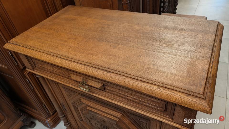 Piękna dębowa komodaszafka neorenesansowasklep Dąbrowa Górnicza