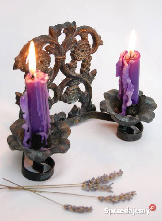 Świecznik żeliwny metalowy patynowany Świeczniki Lublin