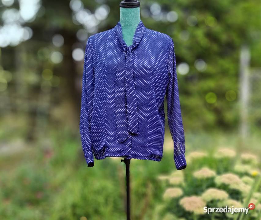 Elegancka bluzka granatowa XL 42 groszki kropki Szczecin sprzedam