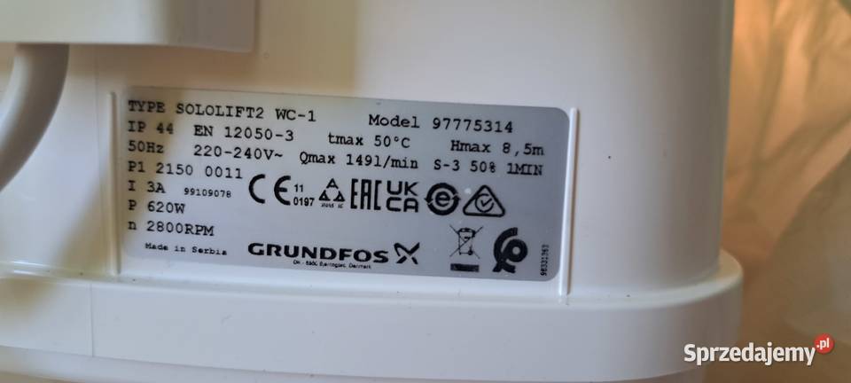Pompa Grundfos sololift WC1 Pozostałe Instalacje mazowieckie