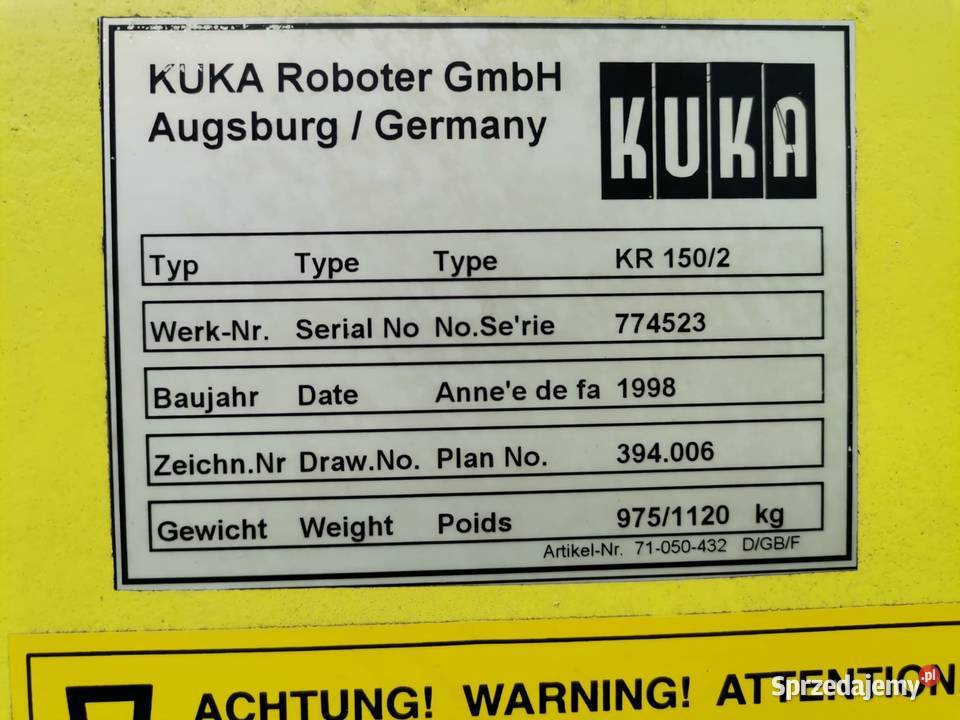 Robot przemysłowy KUKA KR150 szafa sterująca Gorzów Wielkopolski