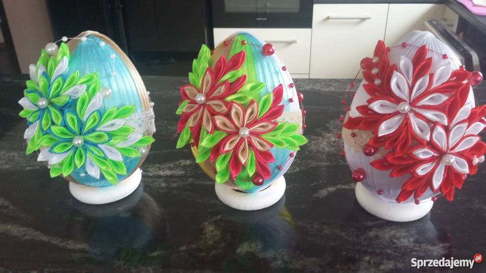 jajka wielkanocne pisanki ze wstążki Szczutków