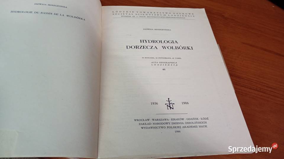 Hydrologia dorzecza Wolbórki Jadwiga Moszczyńska miękka sprzedam