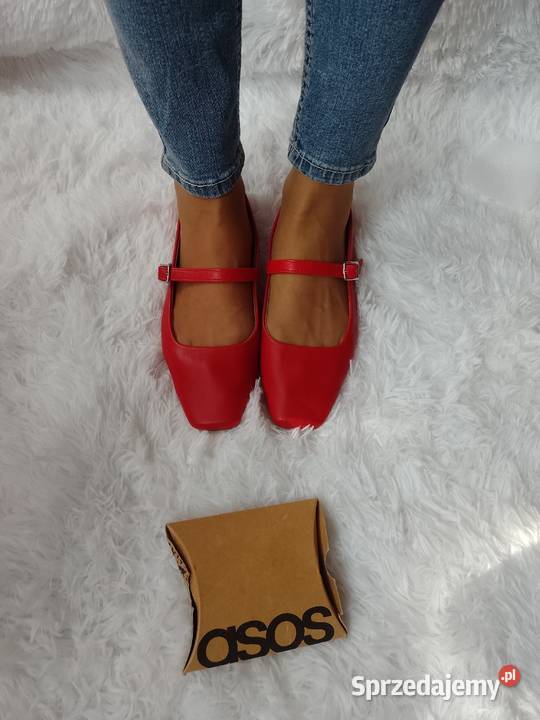 41 ASOS Design Czerwone baleriny z zapięciem z Asos Balerinki Kraków