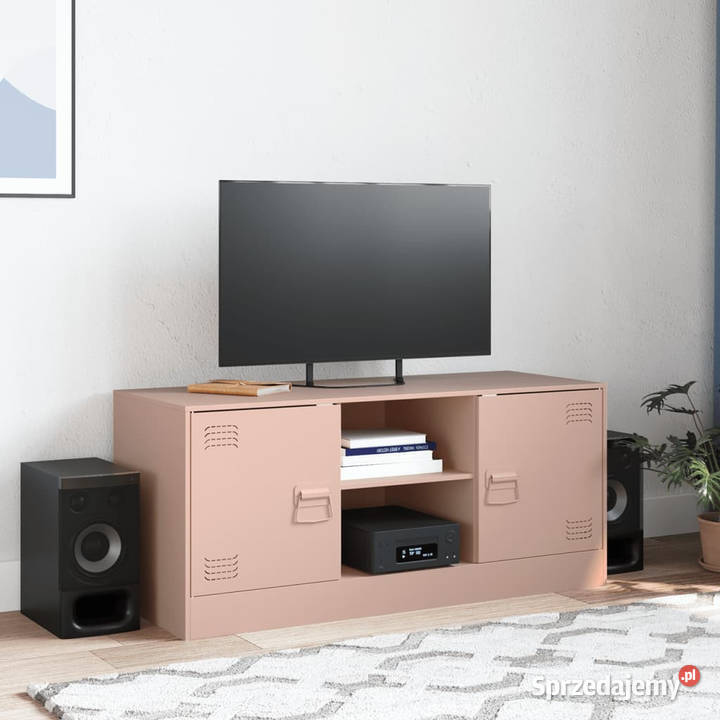 Szafka pod telewizor różowa 99x39x44 stalowa
